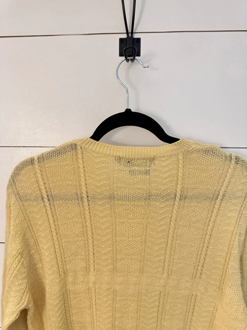 VTG M Polo Ralph Lauren Yellow Cable Knit Sweater 100% Cotton Crewneck Classic - Picture 8 of 12